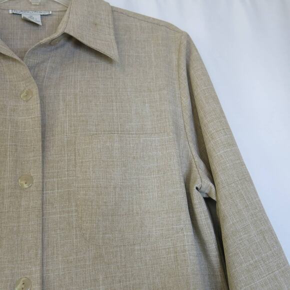 VINTAGE Stephanie Andrews Jacket Blazer Size 10 Polyester Buttons Tan Preppy - Picture 10 of 11